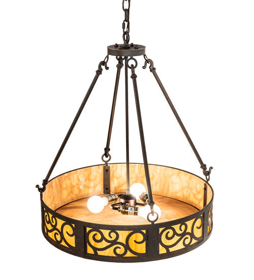 Meyda Lighting Dean 24" 3-Light Cajun Spice Inverted Pendant Light With Ambra Siena Idalight Shade