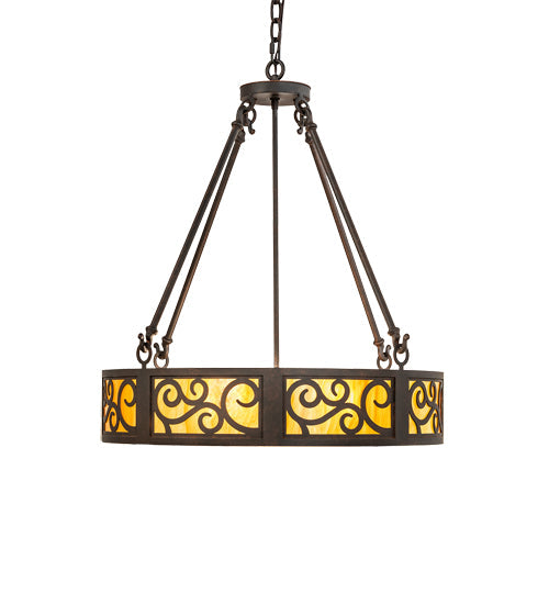Meyda Lighting Dean 24" 3-Light Cajun Spice Inverted Pendant Light With Ambra Siena Idalight Shade
