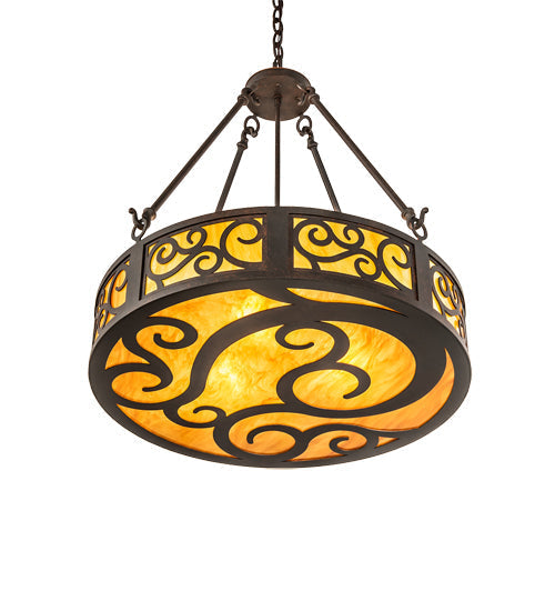 Meyda Lighting Dean 24" 3-Light Cajun Spice Inverted Pendant Light With Ambra Siena Idalight Shade