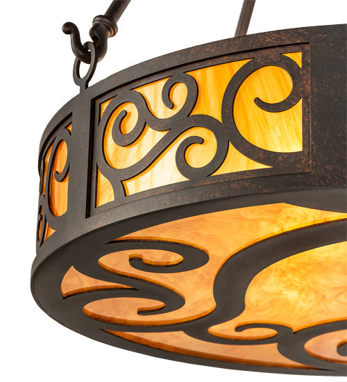 Meyda Lighting Dean 24" 3-Light Cajun Spice Inverted Pendant Light With Ambra Siena Idalight Shade
