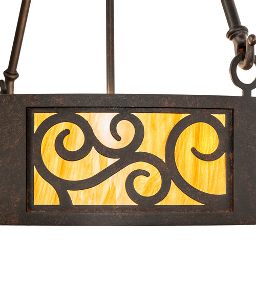 Meyda Lighting Dean 24" 3-Light Cajun Spice Inverted Pendant Light With Ambra Siena Idalight Shade