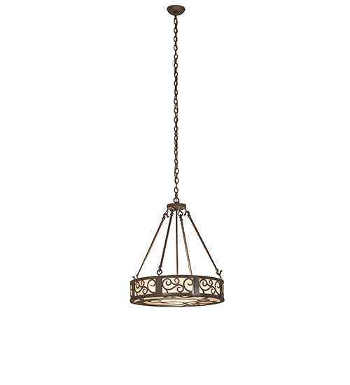 Meyda Lighting Dean 24" 3-Light Cajun Spice Inverted Pendant Light With Beige Sable Idalight Shade