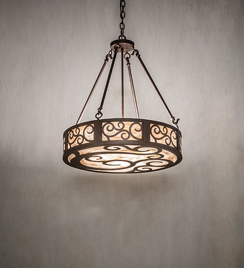 Meyda Lighting Dean 24" 3-Light Cajun Spice Inverted Pendant Light With Beige Sable Idalight Shade
