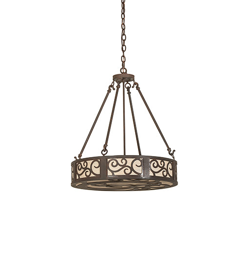 Meyda Lighting Dean 24" 3-Light Cajun Spice Inverted Pendant Light With Beige Sable Idalight Shade