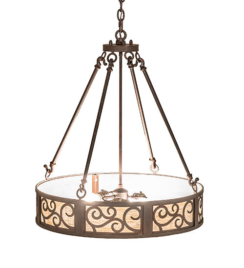 Meyda Lighting Dean 24" 3-Light Cajun Spice Inverted Pendant Light With Beige Sable Idalight Shade