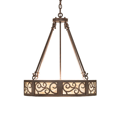 Meyda Lighting Dean 24" 3-Light Cajun Spice Inverted Pendant Light With Beige Sable Idalight Shade