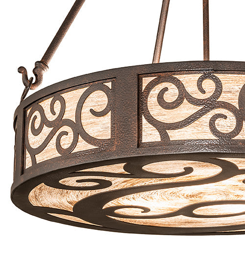 Meyda Lighting Dean 24" 3-Light Cajun Spice Inverted Pendant Light With Beige Sable Idalight Shade