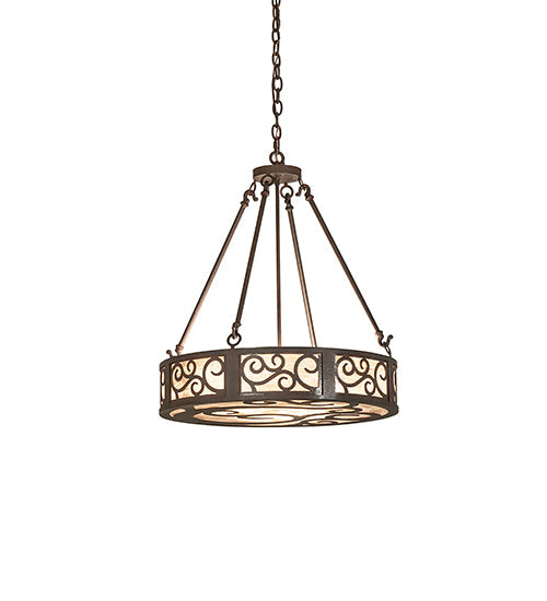 Meyda Lighting Dean 24" 3-Light Cajun Spice Inverted Pendant Light With Beige Sable Idalight Shade