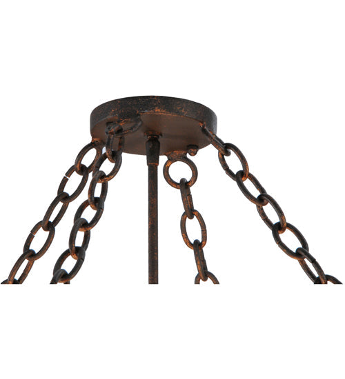 Meyda Lighting Dean 24" 3-Light Copper Rust Inverted Pendant Light With Ambra Siena Idalight Shade Glass