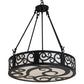 Meyda Lighting Dean 24" 3-Light Textured Black Inverted Pendant Light With Beige Fleshtone Idalight Shade Glass