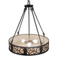 Meyda Lighting Dean 24" 3-Light Textured Black Inverted Pendant Light With Beige Fleshtone Idalight Shade Glass