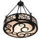 Meyda Lighting Dean 24" 3-Light Textured Black Inverted Pendant Light With Beige Fleshtone Idalight Shade Glass