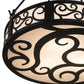 Meyda Lighting Dean 24" 3-Light Textured Black Inverted Pendant Light With Beige Fleshtone Idalight Shade Glass