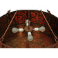 Meyda Lighting Dean 30" 4-Light Antique Rust Inverted Pendant Light With Amber Mica Shade Glass