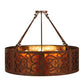 Meyda Lighting Dean 30" 4-Light Antique Rust Inverted Pendant Light With Amber Mica Shade Glass