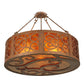 Meyda Lighting Dean 30" 4-Light Antique Rust Inverted Pendant Light With Amber Mica Shade Glass