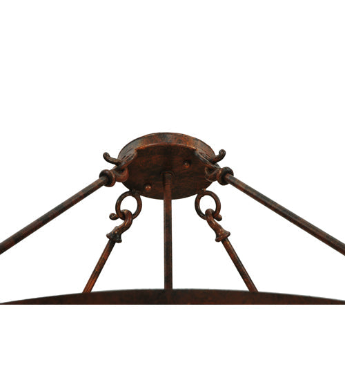 Meyda Lighting Dean 30" 4-Light Antique Rust Inverted Pendant Light With Amber Mica Shade Glass