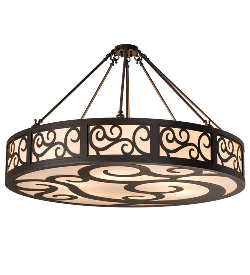 Meyda Lighting Dean 48" 6-Light Oil Rubbed Bronze Semi-flush Mount Light With Beige Fleshtone Idalight Shade