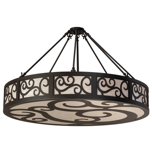 Meyda Lighting Dean 48" 6-Light Oil Rubbed Bronze Semi-flush Mount Light With Beige Fleshtone Idalight Shade