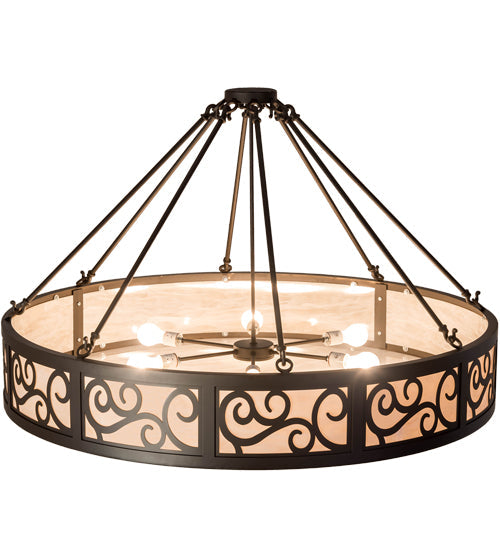 Meyda Lighting Dean 48" 6-Light Oil Rubbed Bronze Semi-flush Mount Light With Beige Fleshtone Idalight Shade