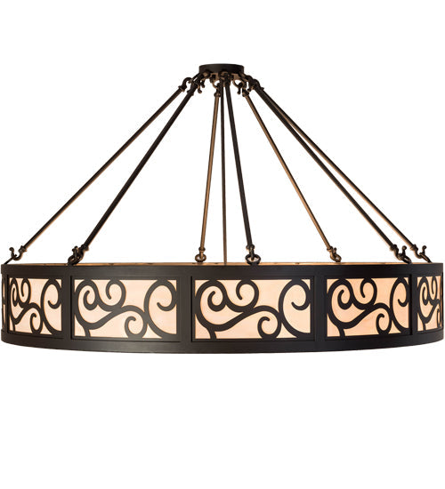 Meyda Lighting Dean 48" 6-Light Oil Rubbed Bronze Semi-flush Mount Light With Beige Fleshtone Idalight Shade