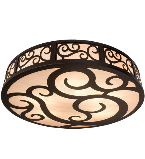 Meyda Lighting Dean 48" 6-Light Oil Rubbed Bronze Semi-flush Mount Light With Beige Fleshtone Idalight Shade