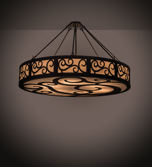 Meyda Lighting Dean 48" 6-Light Oil Rubbed Bronze Semi-flush Mount Light With Beige Fleshtone Idalight Shade