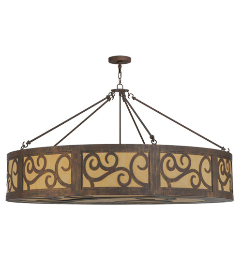 Meyda Lighting Dean 60" 12-Light Cortez Gold Inverted Pendant Light With Tawnyrock Idalight Shade Glass