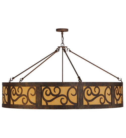 Meyda Lighting Dean 60" 12-Light Cortez Gold Inverted Pendant Light With Tawnyrock Idalight Shade Glass