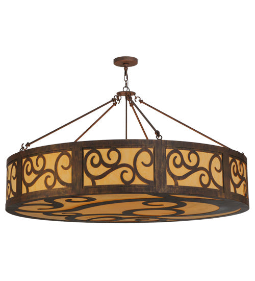 Meyda Lighting Dean 60" 12-Light Cortez Gold Inverted Pendant Light With Tawnyrock Idalight Shade Glass
