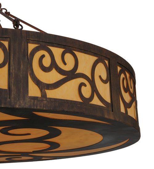 Meyda Lighting Dean 60" 12-Light Cortez Gold Inverted Pendant Light With Tawnyrock Idalight Shade Glass