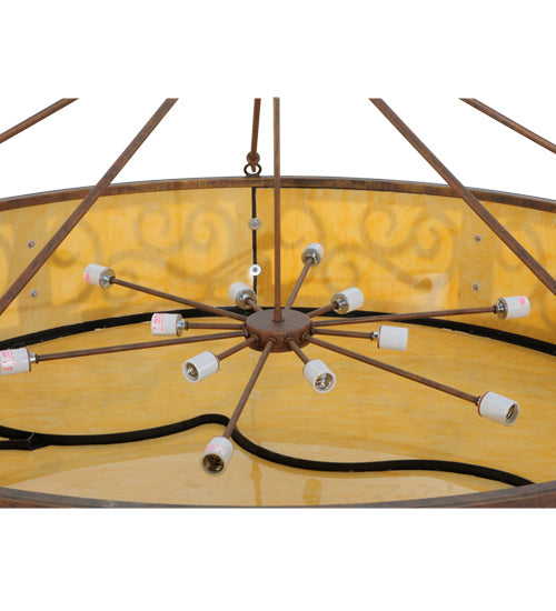 Meyda Lighting Dean 60" 12-Light Cortez Gold Inverted Pendant Light With Tawnyrock Idalight Shade Glass