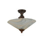 Meyda Lighting Deco Ball 18" 2-Light Vintage Copper Blush Semi-flush Mount Light With White & Peach Shade Glass