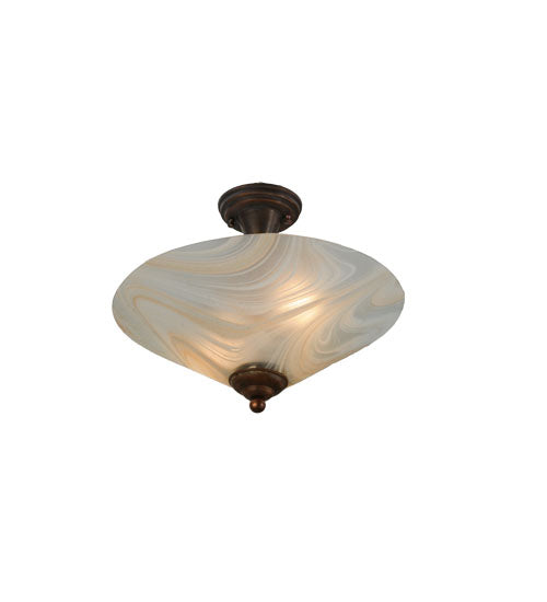 Meyda Lighting Deco Ball 18" 2-Light Vintage Copper Blush Semi-flush Mount Light With White & Peach Shade Glass