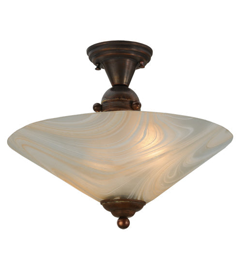 Meyda Lighting Deco Ball 18" 2-Light Vintage Copper Blush Semi-flush Mount Light With White & Peach Shade Glass