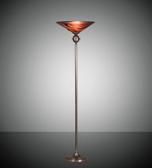 Meyda Lighting Deco Ball 69" Nickel Chambord Swirl Torchiere Floor Lamp With Mauve Shade Glass