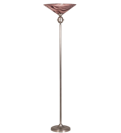 Meyda Lighting Deco Ball 69" Nickel Chambord Swirl Torchiere Floor Lamp With Mauve Shade Glass