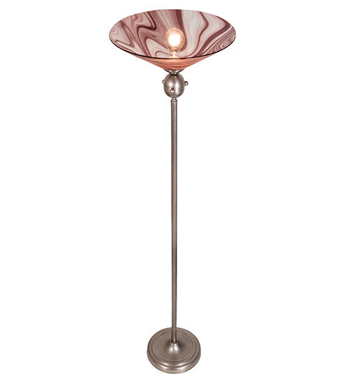 Meyda Lighting Deco Ball 69" Nickel Chambord Swirl Torchiere Floor Lamp With Mauve Shade Glass