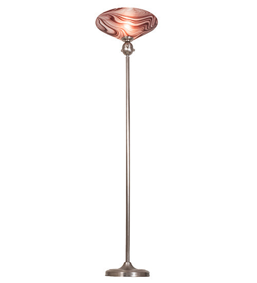 Meyda Lighting Deco Ball 69" Nickel Chambord Swirl Torchiere Floor Lamp With Mauve Shade Glass