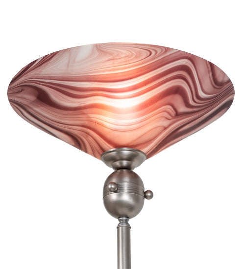 Meyda Lighting Deco Ball 69" Nickel Chambord Swirl Torchiere Floor Lamp With Mauve Shade Glass