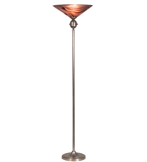 Meyda Lighting Deco Ball 69" Nickel Chambord Swirl Torchiere Floor Lamp With Mauve Shade Glass