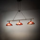Meyda Lighting Deco Ball 70" 3-Light Brushed Nickel Cabernet Swirl Island Pendant Light With Ruby Cabernet Swirl Shade Glass