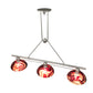 Meyda Lighting Deco Ball 70" 3-Light Brushed Nickel Cabernet Swirl Island Pendant Light With Ruby Cabernet Swirl Shade Glass
