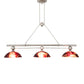 Meyda Lighting Deco Ball 70" 3-Light Brushed Nickel Cabernet Swirl Island Pendant Light With Ruby Cabernet Swirl Shade Glass