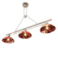 Meyda Lighting Deco Ball 70" 3-Light Brushed Nickel Cabernet Swirl Island Pendant Light With Ruby Cabernet Swirl Shade Glass