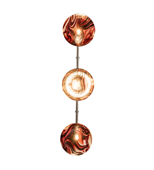 Meyda Lighting Deco Ball 70" 3-Light Brushed Nickel Cabernet Swirl Island Pendant Light With Ruby Cabernet Swirl Shade Glass