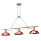 Meyda Lighting Deco Ball 70" 3-Light Brushed Nickel Cabernet Swirl Island Pendant Light With Ruby Cabernet Swirl Shade Glass