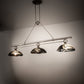 Meyda Lighting Deco Ball 70" 3-Light Brushed Nickel Noir Swirl Island Pendant Light With Black Swirl Shade Glass
