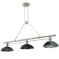 Meyda Lighting Deco Ball 70" 3-Light Brushed Nickel Noir Swirl Island Pendant Light With Black Swirl Shade Glass