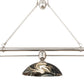 Meyda Lighting Deco Ball 70" 3-Light Brushed Nickel Noir Swirl Island Pendant Light With Black Swirl Shade Glass